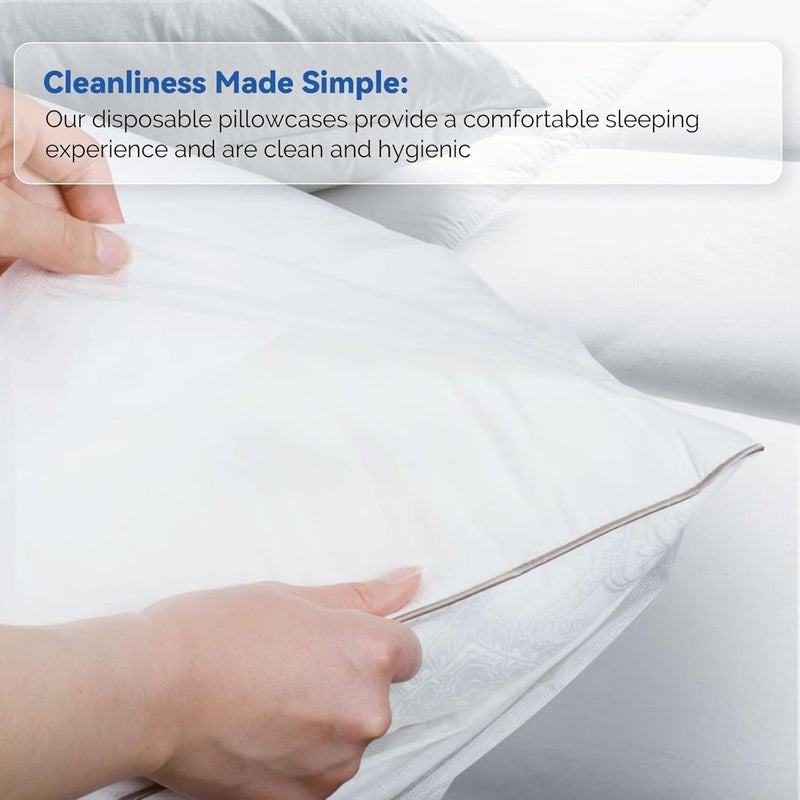 JMU 100PCS Disposable Pillow Case 21" x 30", Tissue/Poly Medical Pillow Covers Sleeves, White - Image 4